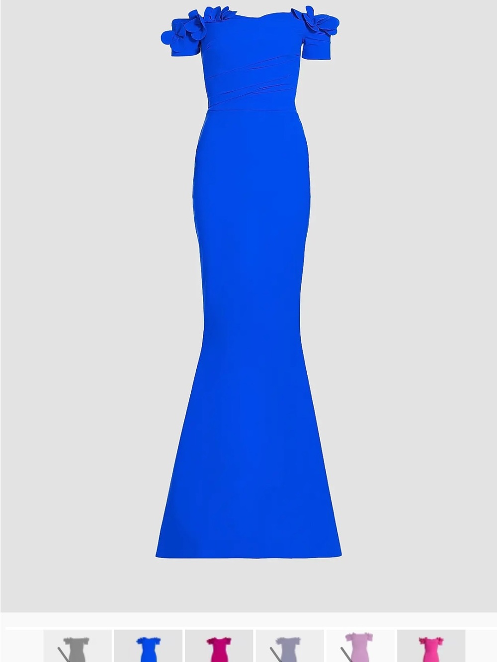 Chiara Boni Cobalt Blue Off-Shoulder Mermaid Gown